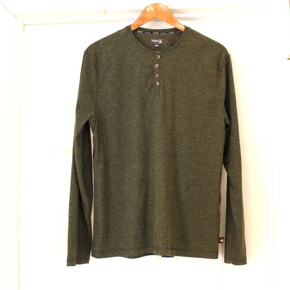 Canada Weather Gear Shirt Mens Size Med Hunter Green Long Sleeve Pullove…